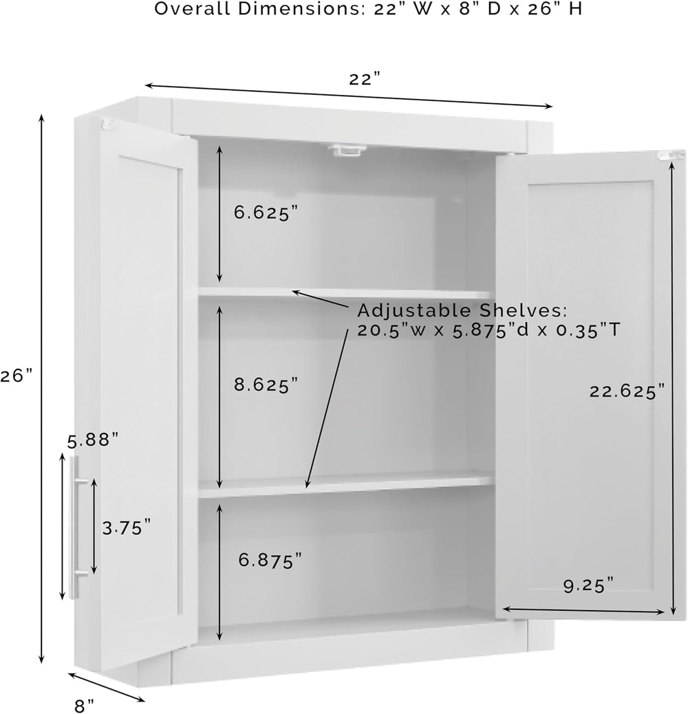 Crosley Furniture Savannah Wall Mounted Bathroom Storage Medicine Cabinet wit...