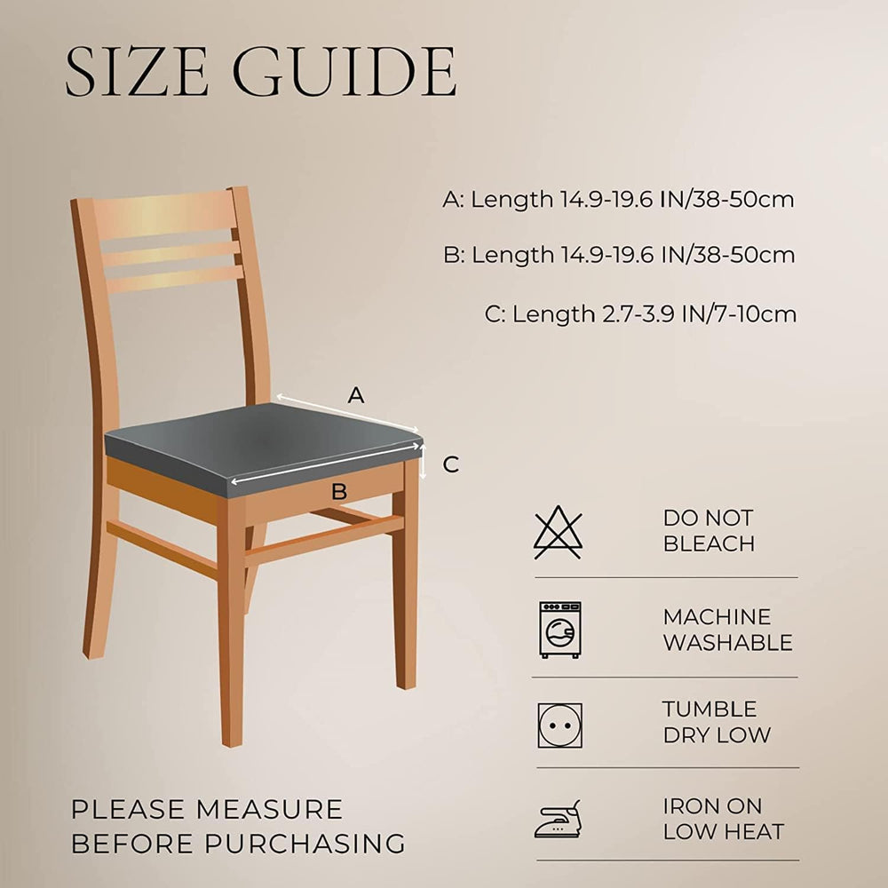 SearchI Dining Chair Seat Covers, Rear Covered(Check Jacquard Beige, 6pcs)