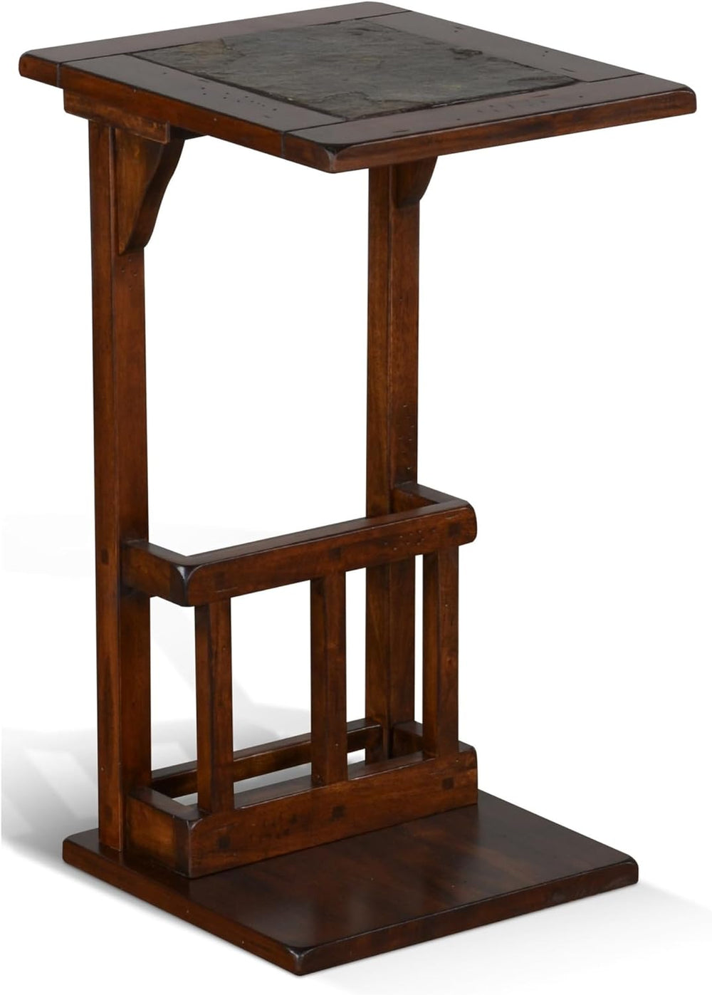 Benzara Odel Side Table with Magazine Rack- 13 Inch Top- Brown Mahogany Wood