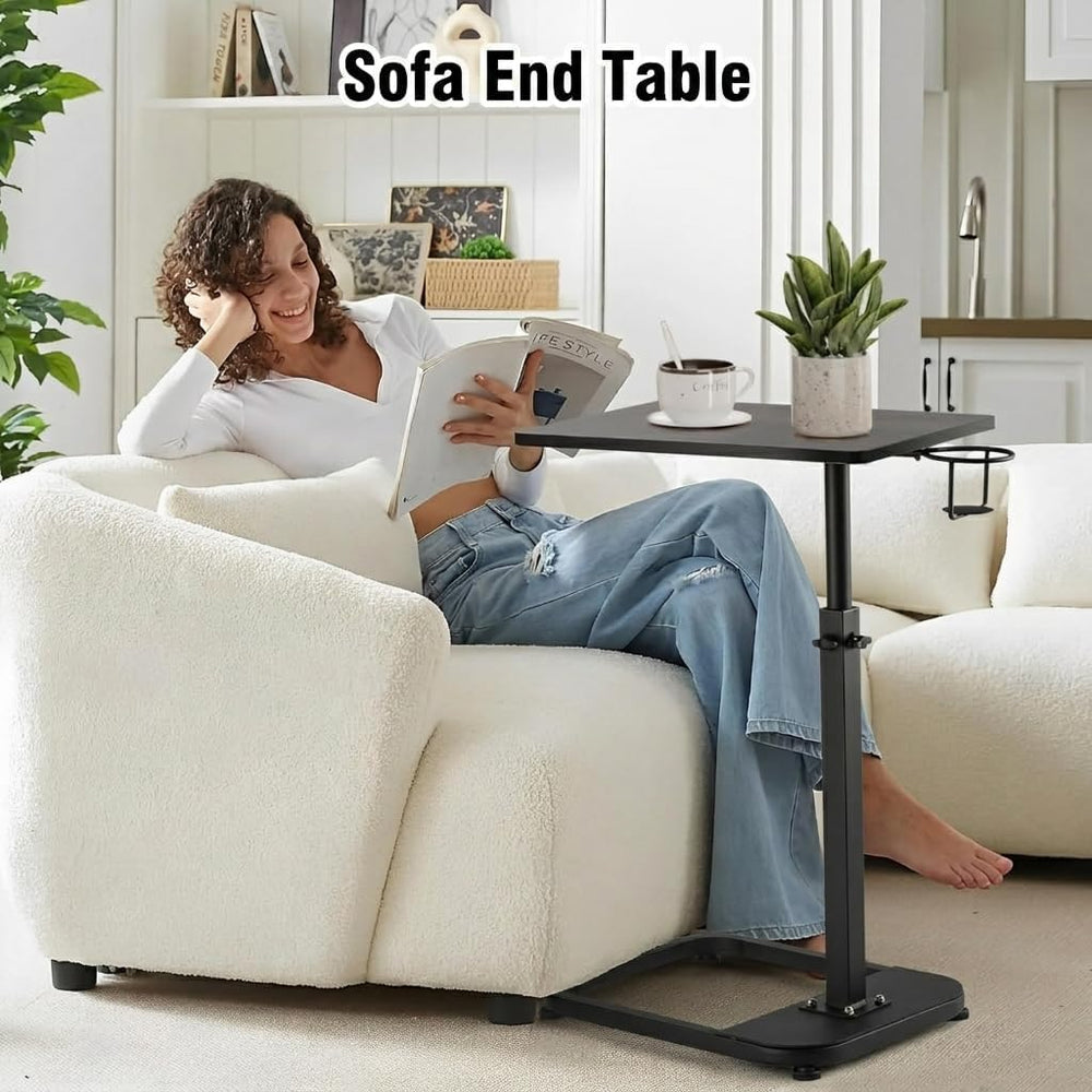 facka Adjustable TV Tray Table with Rounded Metal Corners, C-Shaped Snack Tab...