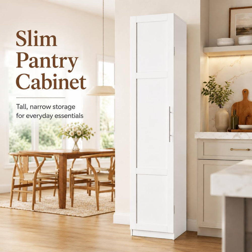 Narrow Kitchen Pantry Cabinet, 70.3" Tall Storage Cabinet with Door Rack...