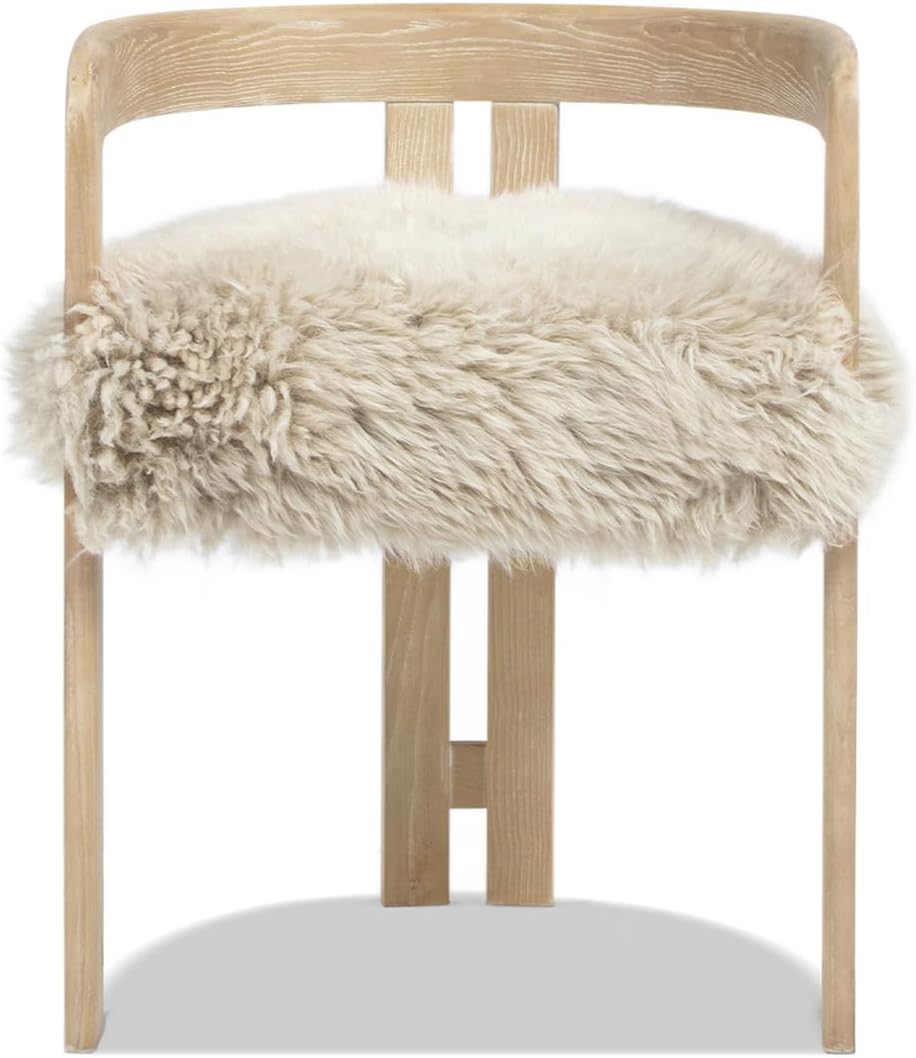 Jennifer Taylor Home Millwick 21" Low Back Genuine Fur Dining Chair, Nat...