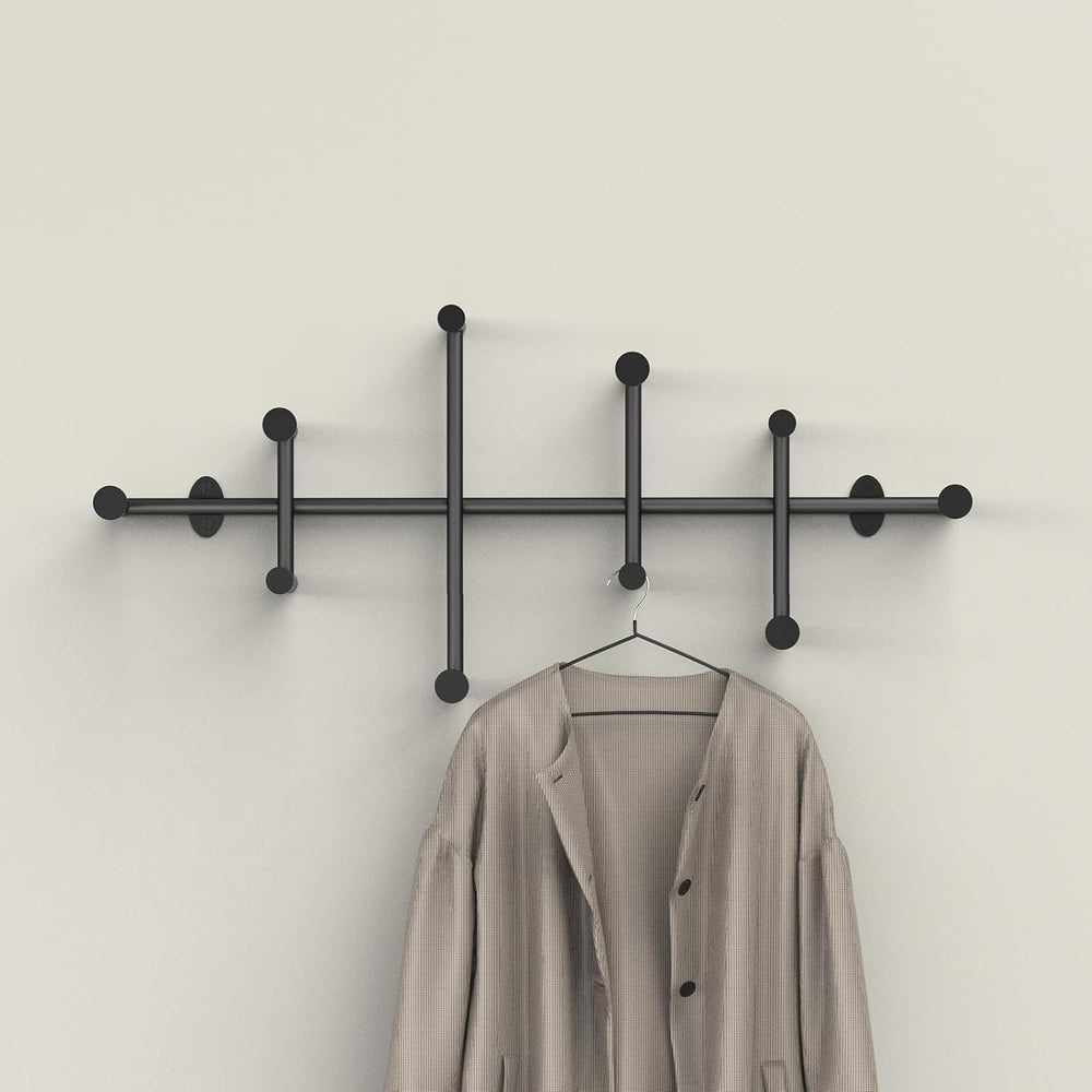 31'' Coat Rack Wall Mount, Large Coat Hooks Wall Mount (Black)