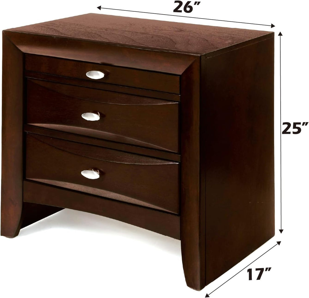 Espresso Finish Nightstand, Modern Traditional Style 1pc Nightstand of 2 Draw...