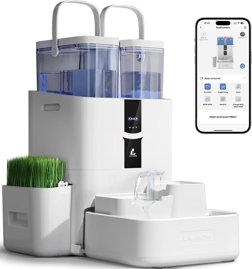 Automatic Cat Water Fountain 10L/338oz Self Filling and Cleaning, Pet Water D...