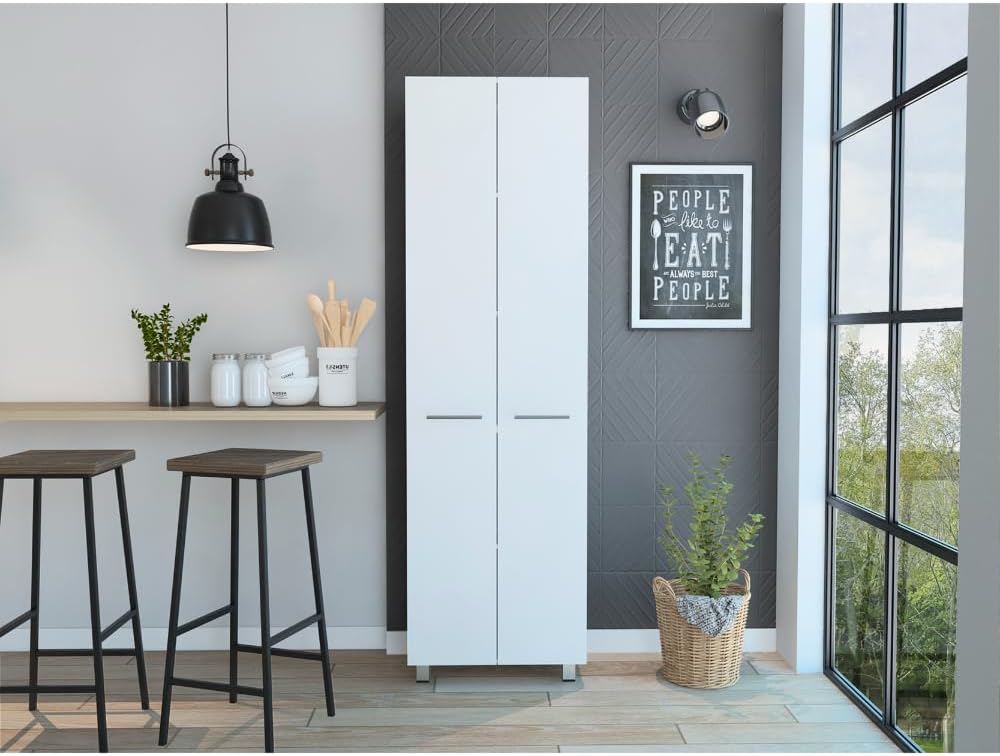 Baleare Pantry Cabinet, Ample Storage, 5 Shelves, White