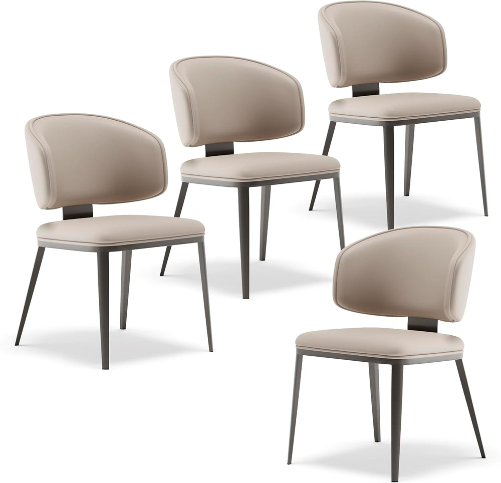 Dining Chairs Set of 4, Faux Leather Dining Chairs, Light Gray