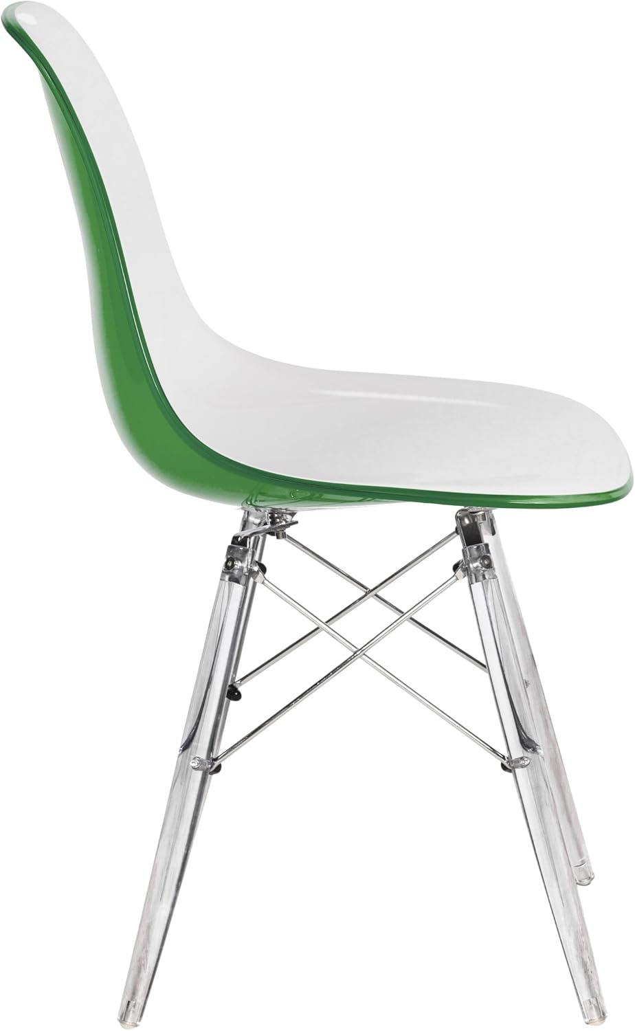 LeisureMod Cresco Modern Molded Dining Chair, Chrome-Plated Eiffel Base and A...