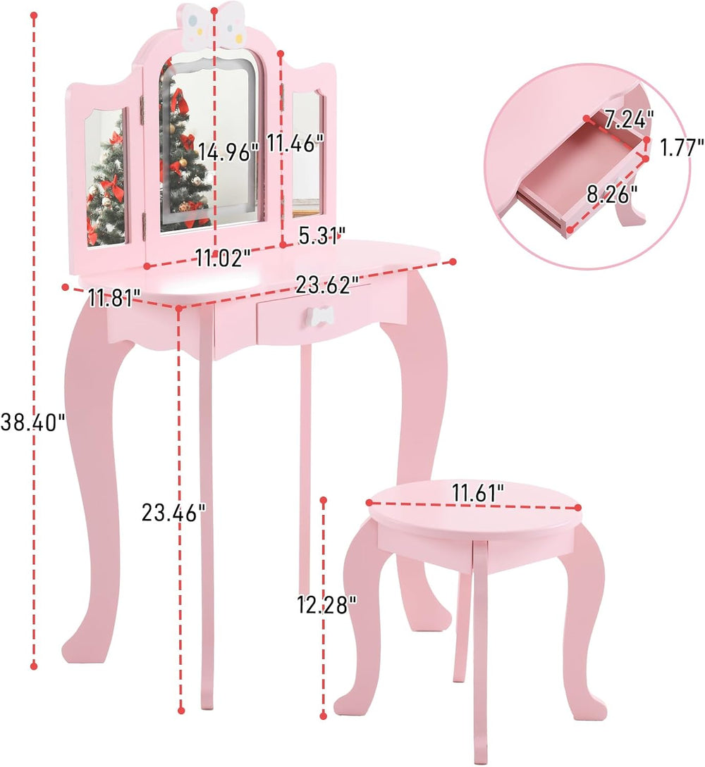 Vanity Set,ShyneeMakeup Dressing Vanity Set Wooden Princess Makeup Table with...