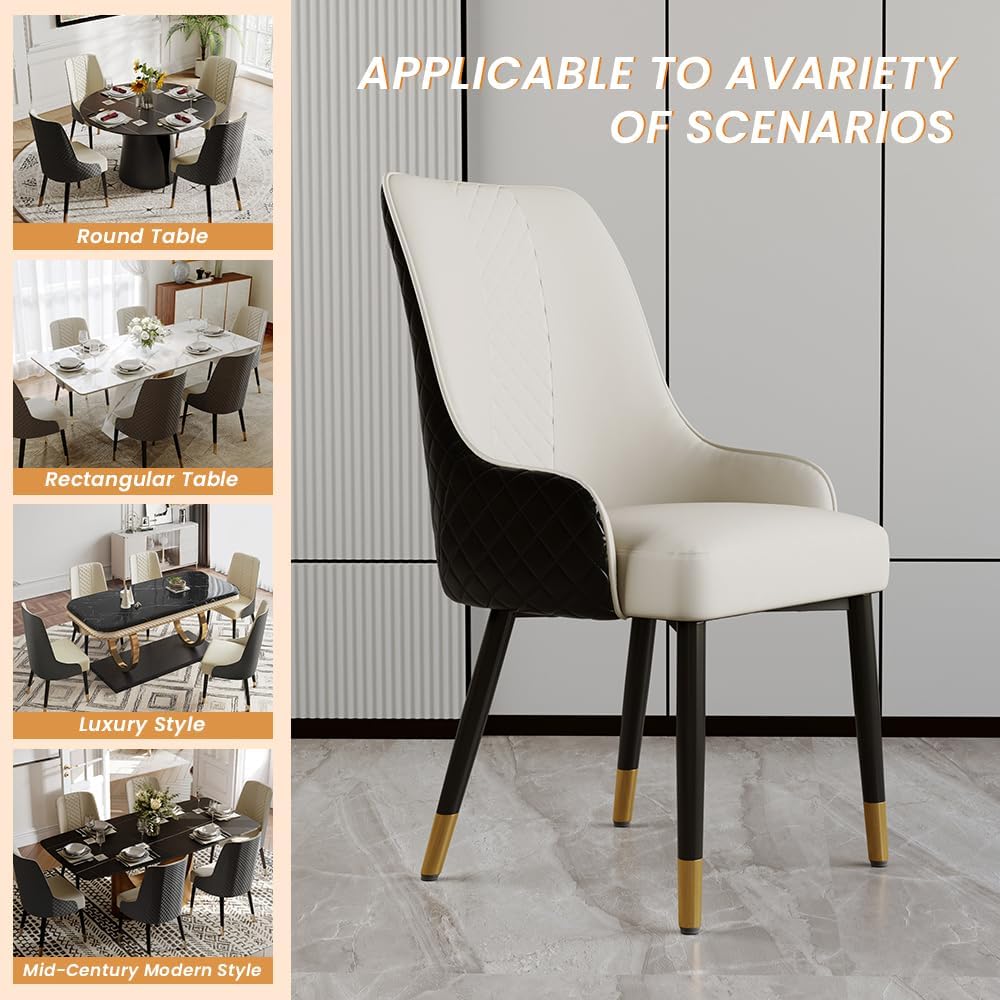 POVISON PU Dining Chairs Set of 2, 38" Faux Leather Upholstered Bar Chai...