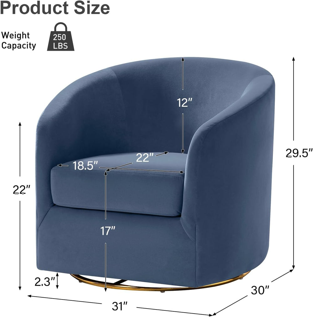 HULALA HOME Swivel Accent Chair with Gold Metal Base, Set of 2 Contemporary V...