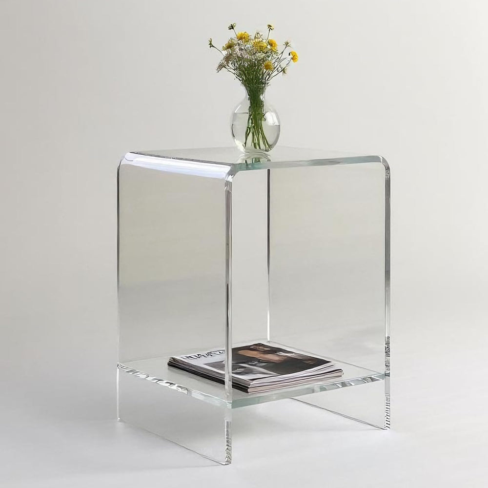 Clear Acrylic End Table/Nightstand,22" H Sleek and Durable Bedside Stora...
