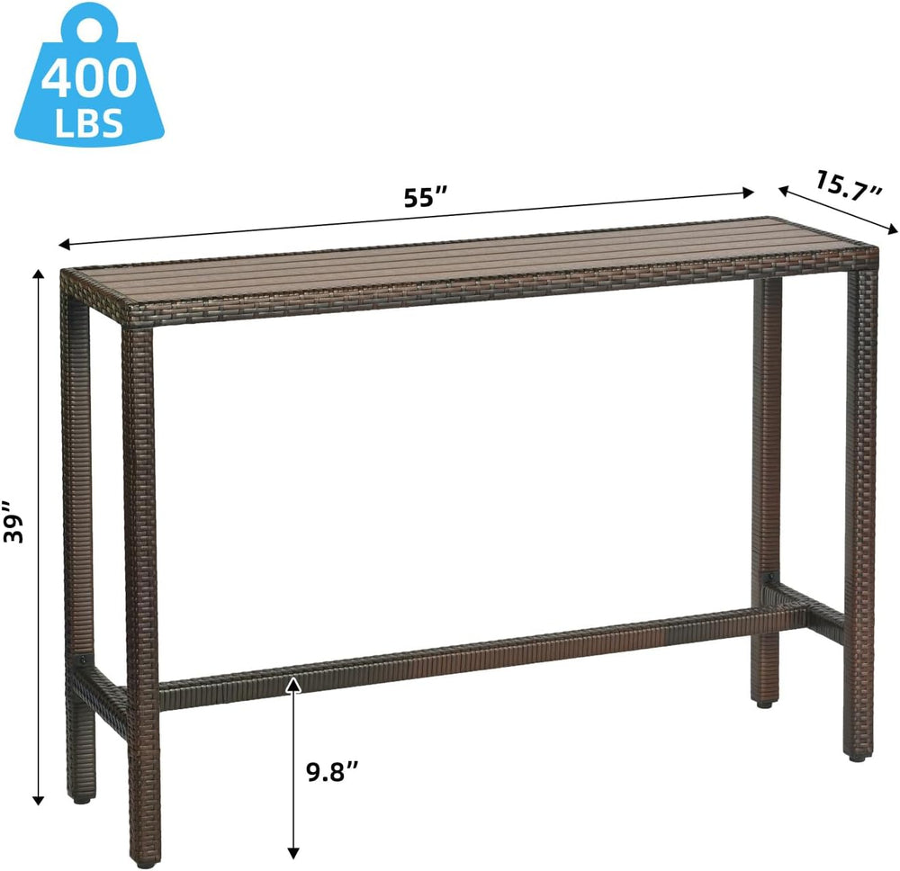 Outdoor Bar Table Patio Bar Height 55" Long Outdoor Console Table Hot Tu...