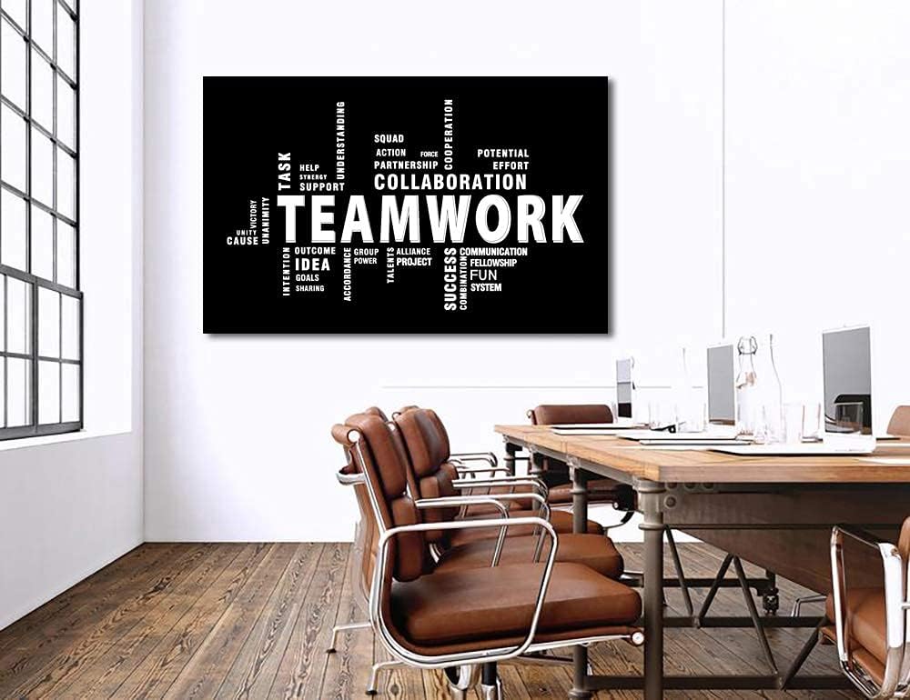 Teamwork Canvas Wall Art - Large Framed Motivational Quotes Artwork Modern Ho...