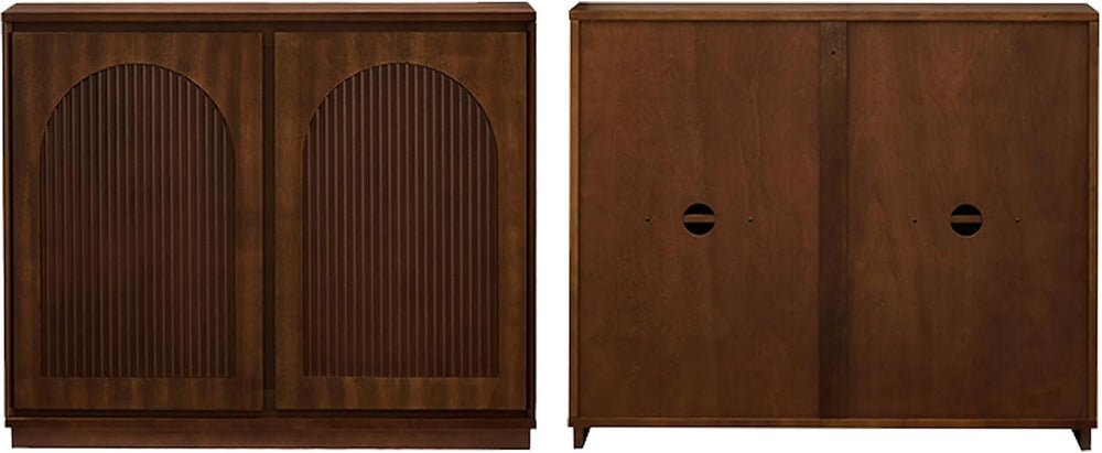 Real Walnut Veneer Sideboard Buffet,Narrow Entryway Storage Cabinet