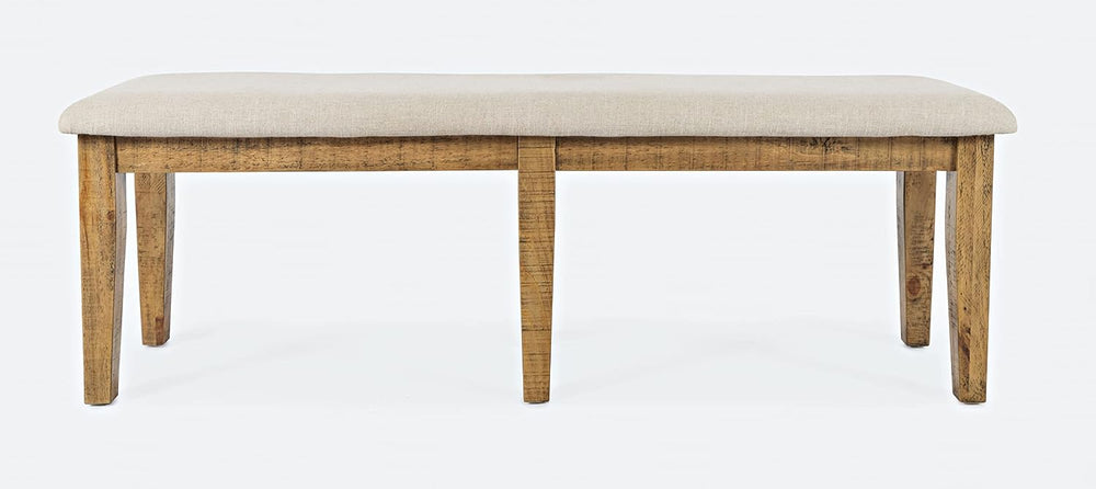 Jofran Solid Wood Upholstered Dining Bench, Naturally Distressed Telluride, C...