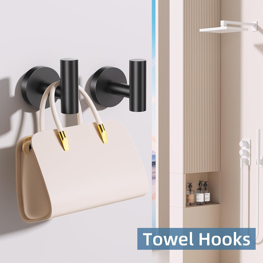 10 Pieces Matte Black Bathroom Hardware Accessories Towel Bar Set Black Towle...
