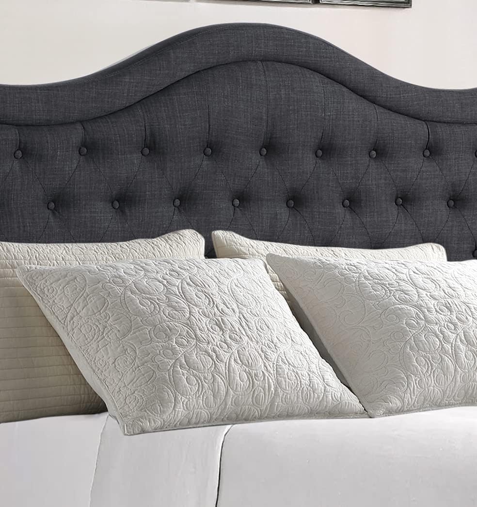 Rosevera Grayson Bed Polyester Adjustable Headboard with Fine Linen Upholster...