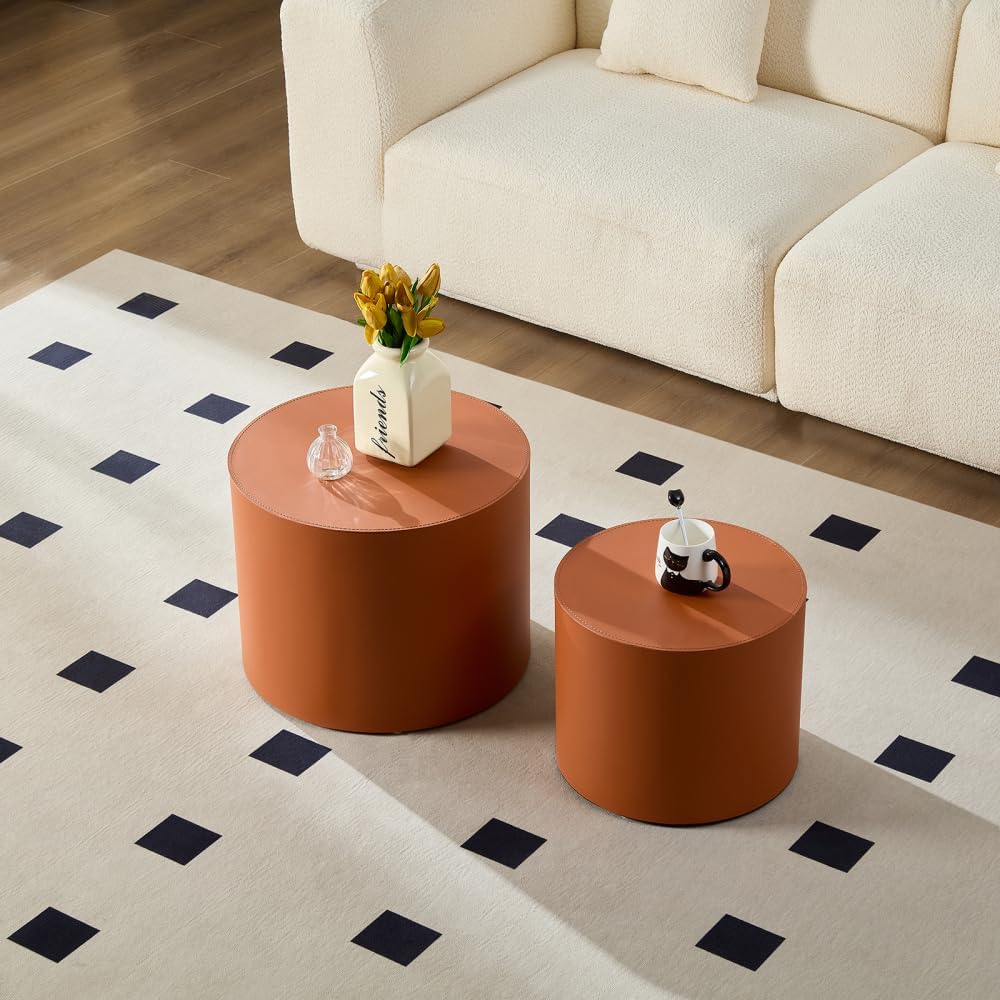 Nested Table Set 2 Pieces, MDF Coffee Table Set Living Room/Lounge Area (Oran...