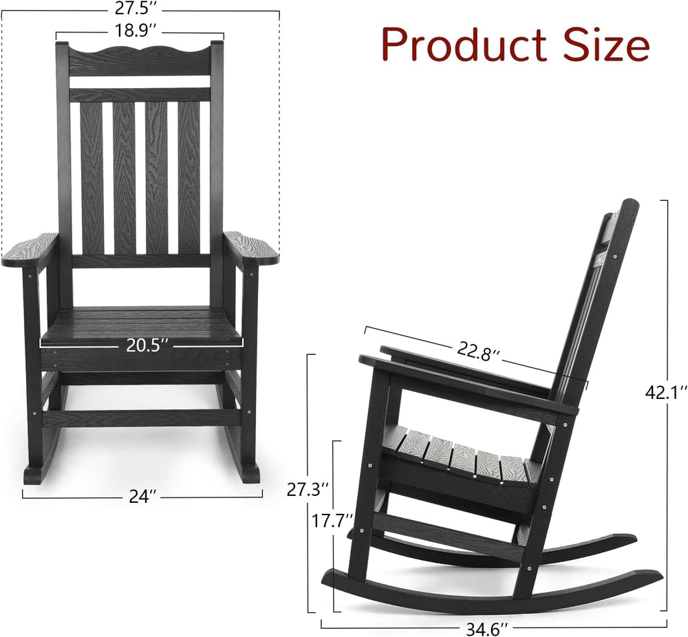 Stoog Patio Rocking Chair, All-Weather Porch Rocker, 400 lbs Weight Support, ...
