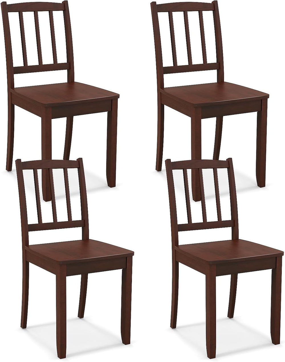 GIANTEX Farmhouse Dining Chairs Set of 4, Wood Kitchen Chair w/Ladder Back