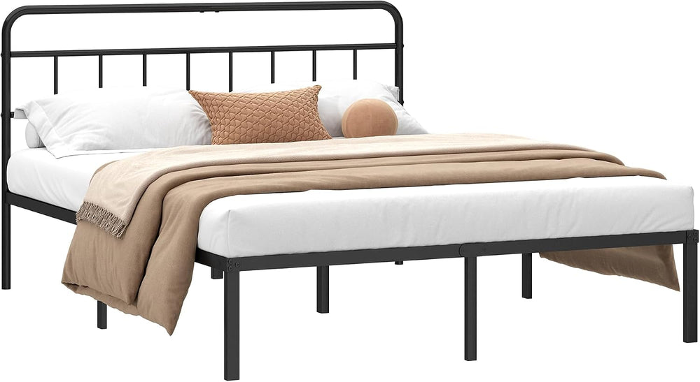 Kujielan 12 inches Full Size Bed Frame with Minimalist Headboard, Black