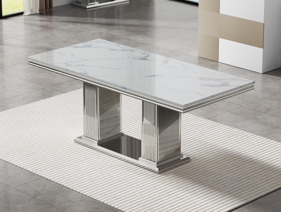 9 Piece Dining Table Set, 68.11" Dining Table and Chairs Set for 8, Mode...