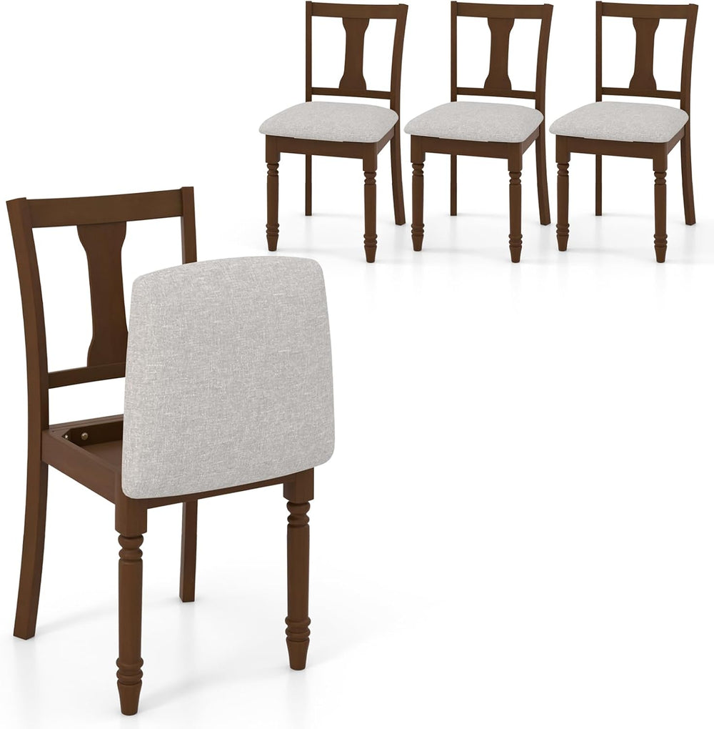 GIANTEX Wood Dining Chairs Set of 4, Farmhouse Dining Room Chair with Cushion...