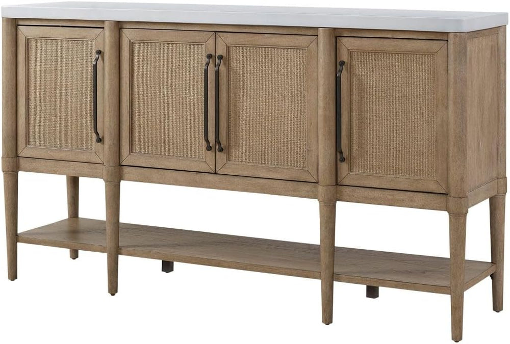 Cement Topped Server with Cane Insets - Sand Finish | Cement Top, Cane Insets...
