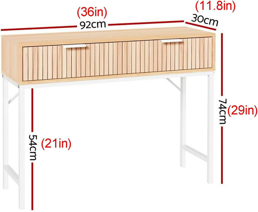 Modern Narrow Console Tables with 2 Storage Drawers Wooden Entryway Table Lon...