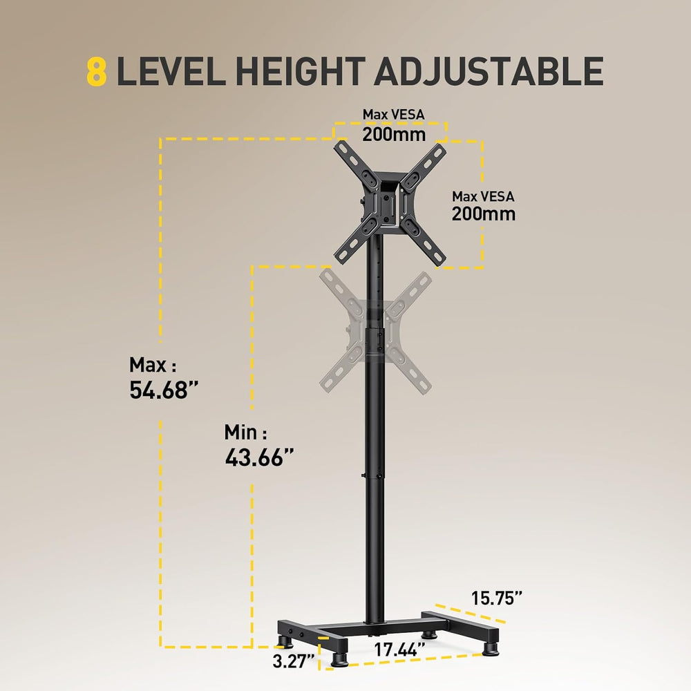 AM alphamount TV Floor Stand for 13-43 inch Flat/Curved TVs up to 44 lbs, 8 L...