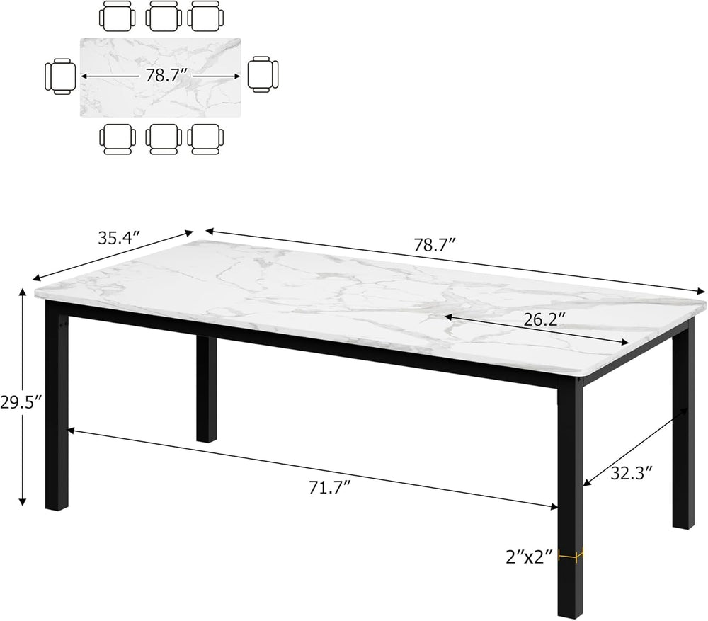 Garvee 79 Inch Dining Table for 6, Farmhouse Wooden Kitchen Tables for Family...