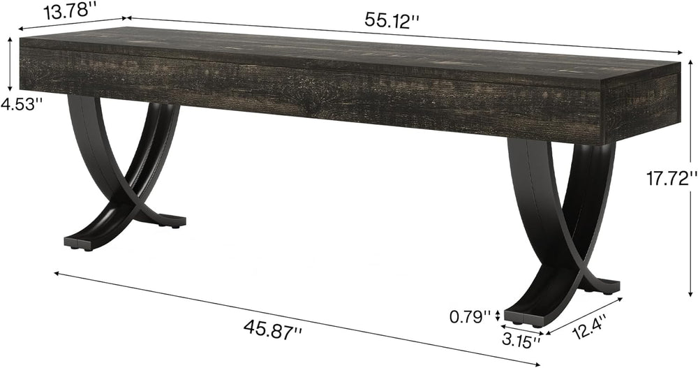 Tribesigns Entryway Shoe Bench, 55-Inch Wooden Shoe Bench with Metal X-Shaped...