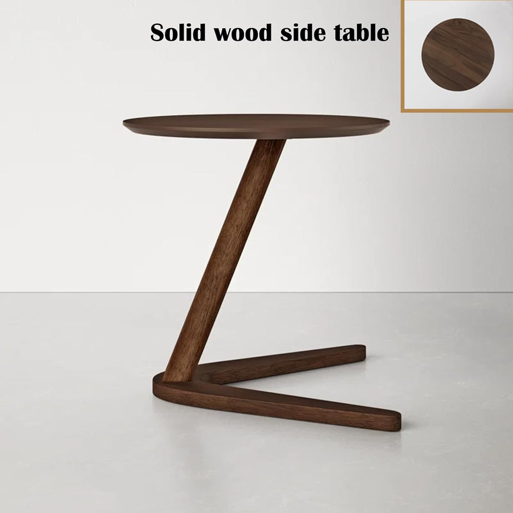 YUNMUAIR-C-Shaped Solid Wood End Table,Small Round Side Table for Couch,Space...
