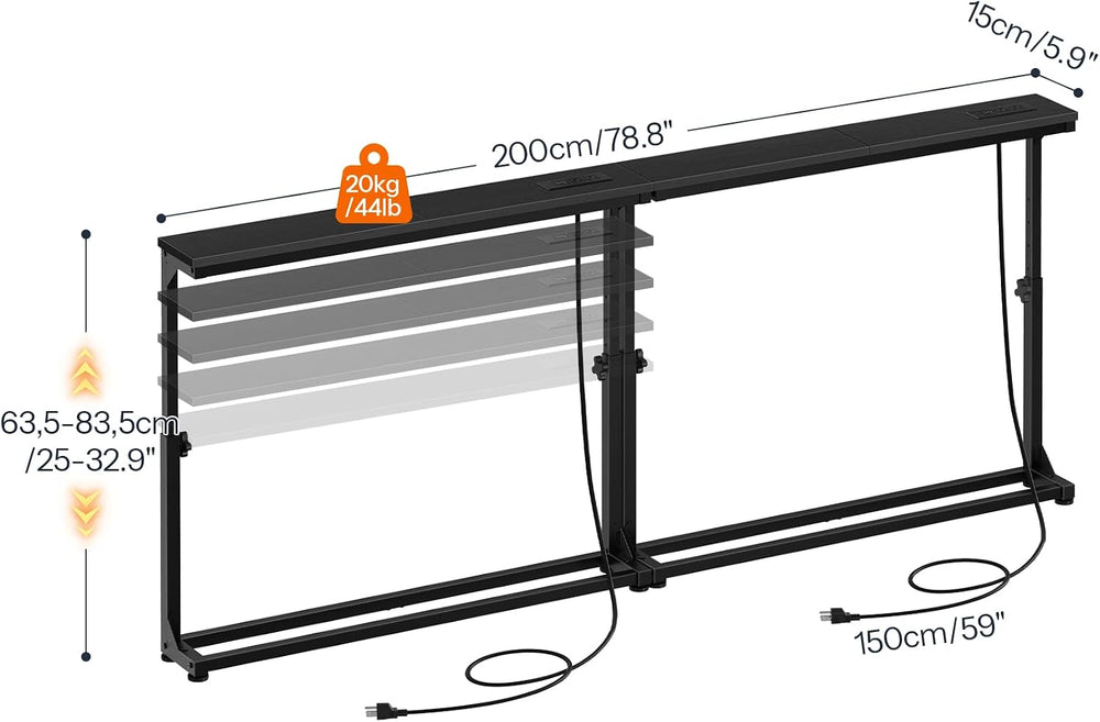 HOOBRO Narrow Console Table Set of 2 with Charging Station, Adjustable Height...