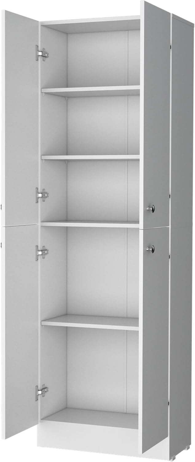 Pantry Cabinet with 4 Doors and 5 Hidden Shelves