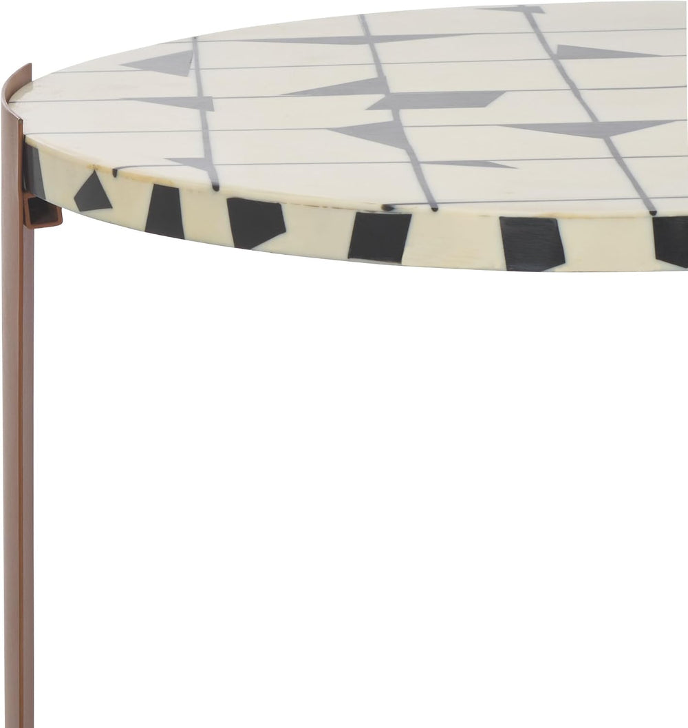 SAFAVIEH Couture Collection - Tomlinson Brown & White Metal Accent Table,...