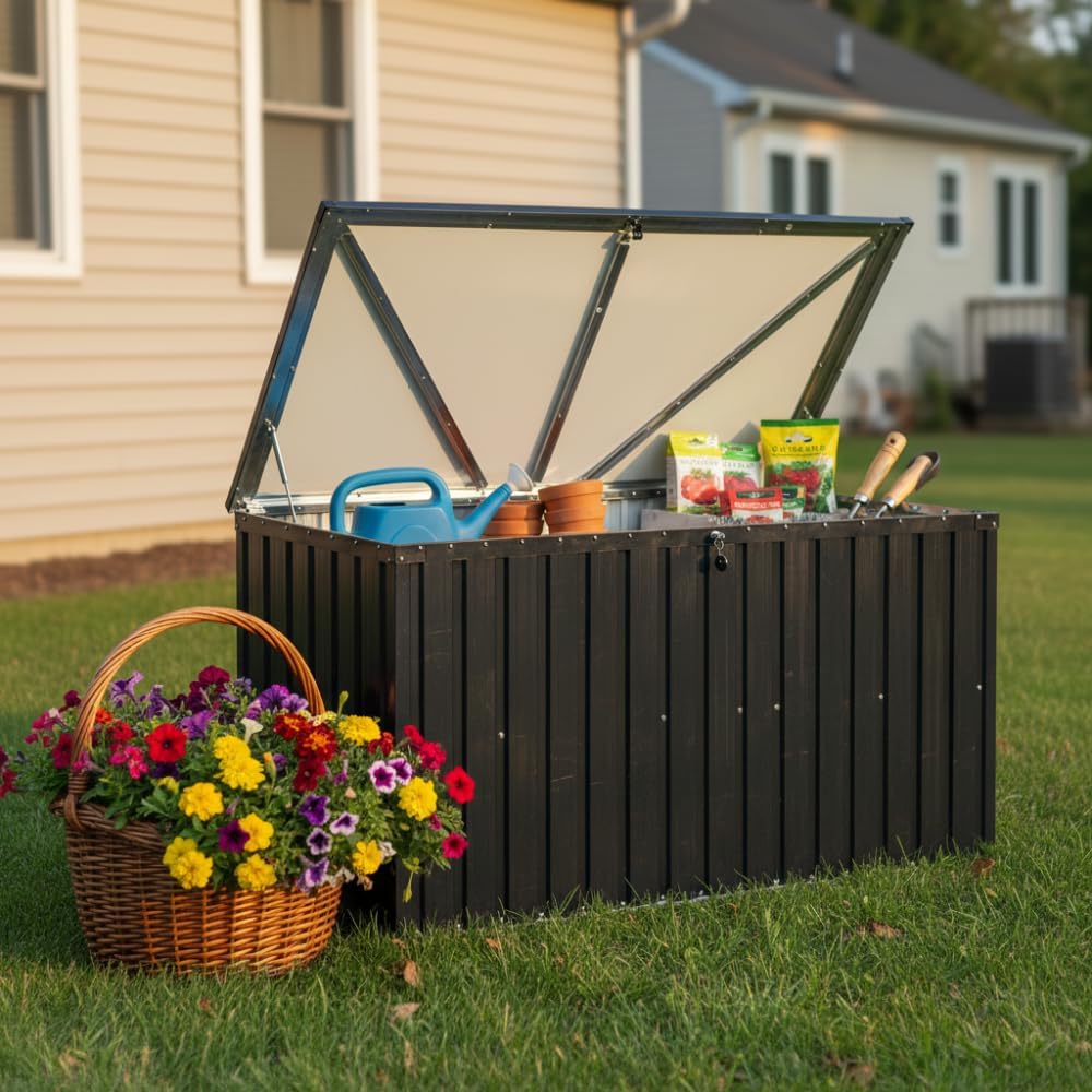 Metal Storage Box for Outdoors, Durable Large Capacity Organizer, Waterproof ...