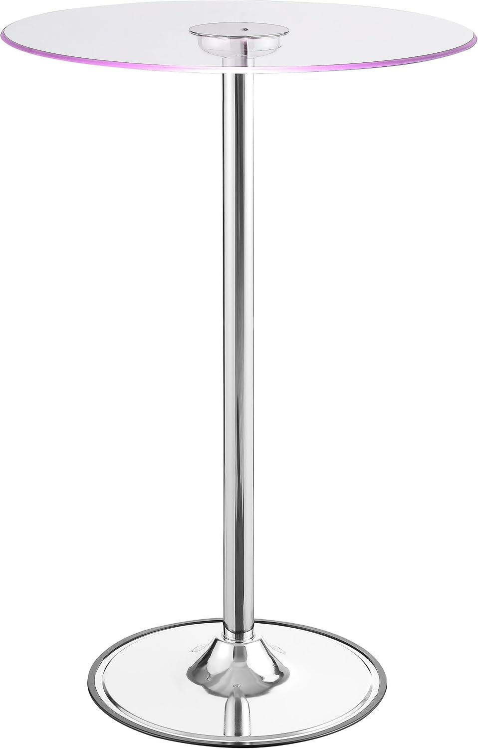 Chrome Glass Top LED Bar Table