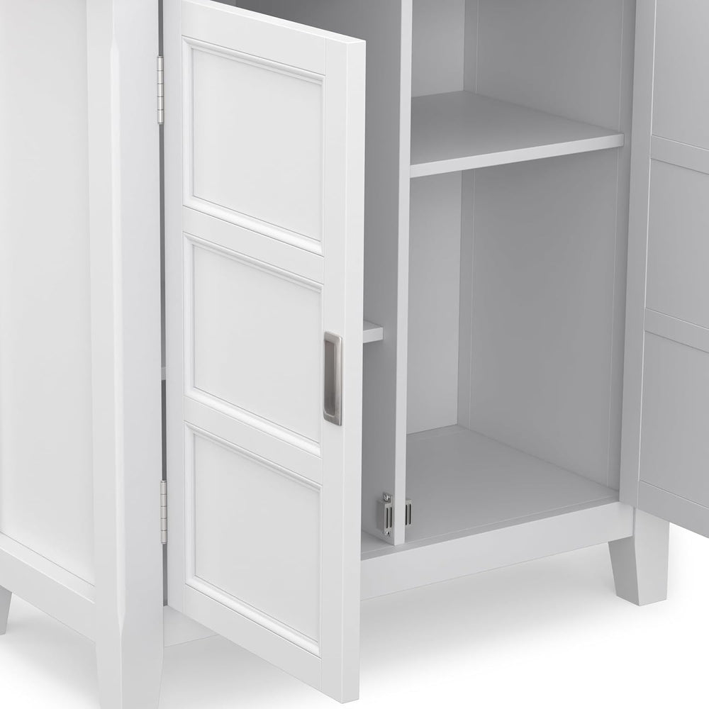 SIMPLIHOME Burlington 30" Wide Solid Wood Cabinet in White