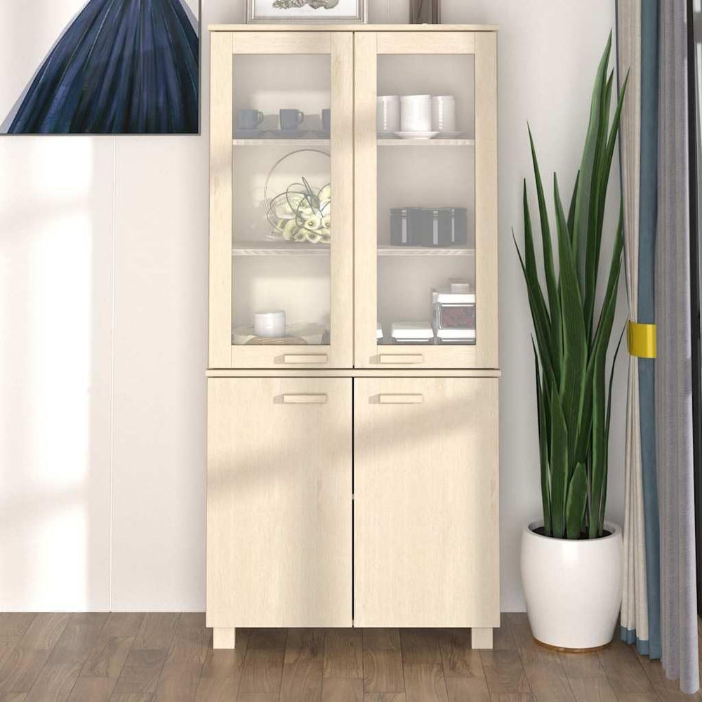 Solid Pine Wood Highboard Honey Brown