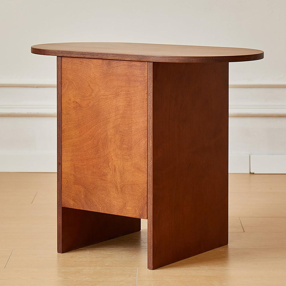 Round End Table with Open Storage,Mid-Century Modern Nightstand Small Space S...