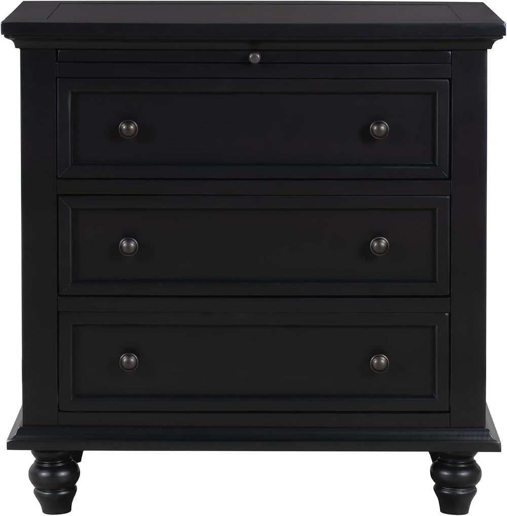 3-Drawer Storage Wood Cabinet, End Table Set of Two with Pull Out Tray As A B...