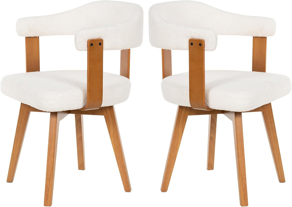 EYYTHUNG Swivel Dining Chairs Set of 2, Mid Century Modern Boucle Dining Chai...