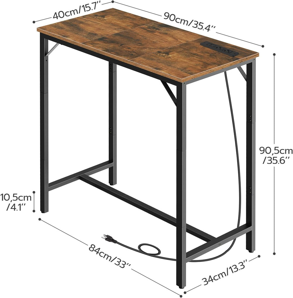 HOOBRO Bar Table with Charging Station, Rectangular Pub Table, High Top Coffe...