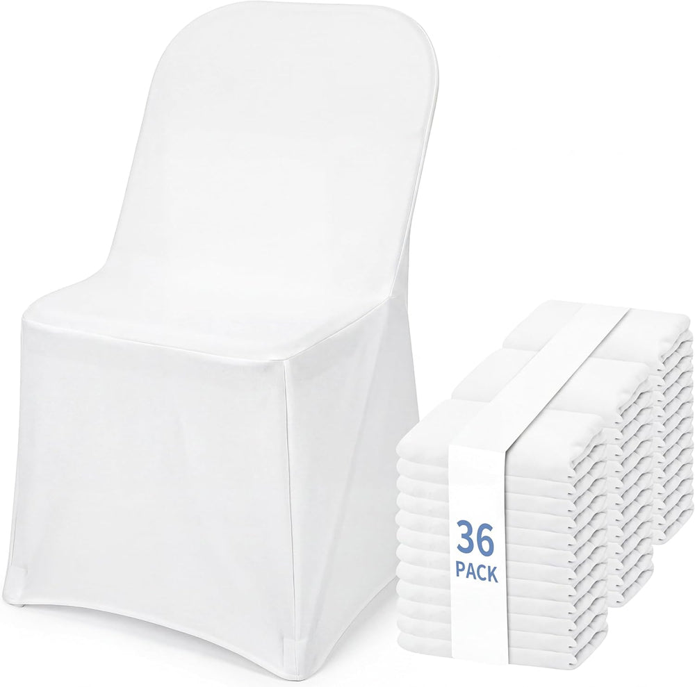 Fixwal 36 Pcs White Folding Chair Covers Spandex Stretch Slipcover