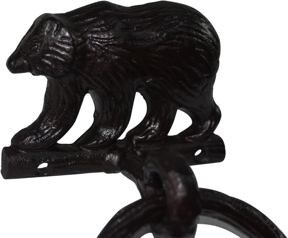 Treasure Gurus Black Metal Wall Mount Bear Kitchen/Bath Towel Ring Hanger Hol...