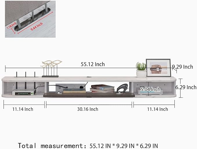Pmnianhua Floating TV Console,55'' Wall-Mounted Media Console,Floatin...