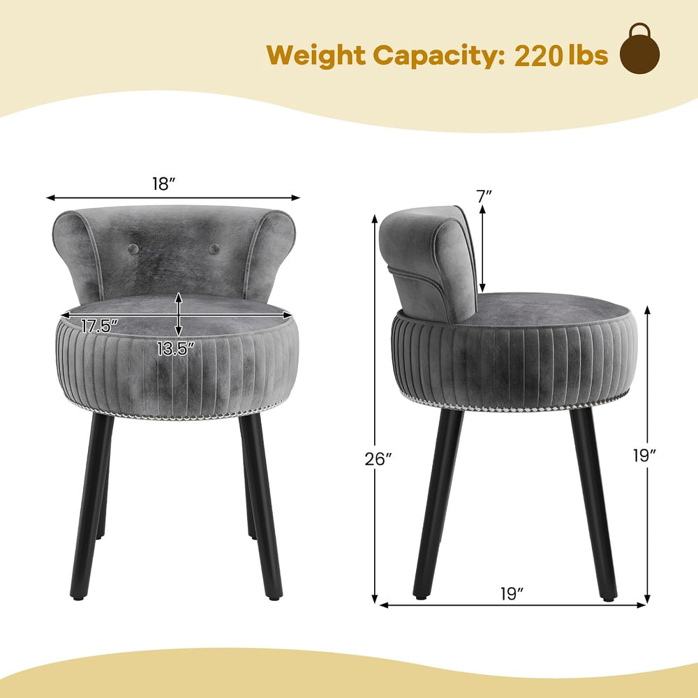CHARMAID Velvet Vanity Chair for Bedroom, Elegant Accent Chair with Tufted Lo...