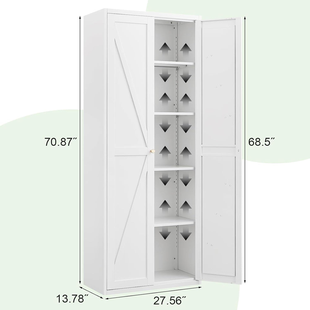 71" Tall Kitchen Pantry Storage Cabinet, Kitchen Storage Cabinet with Do...